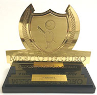 trofeu fundido em bronze